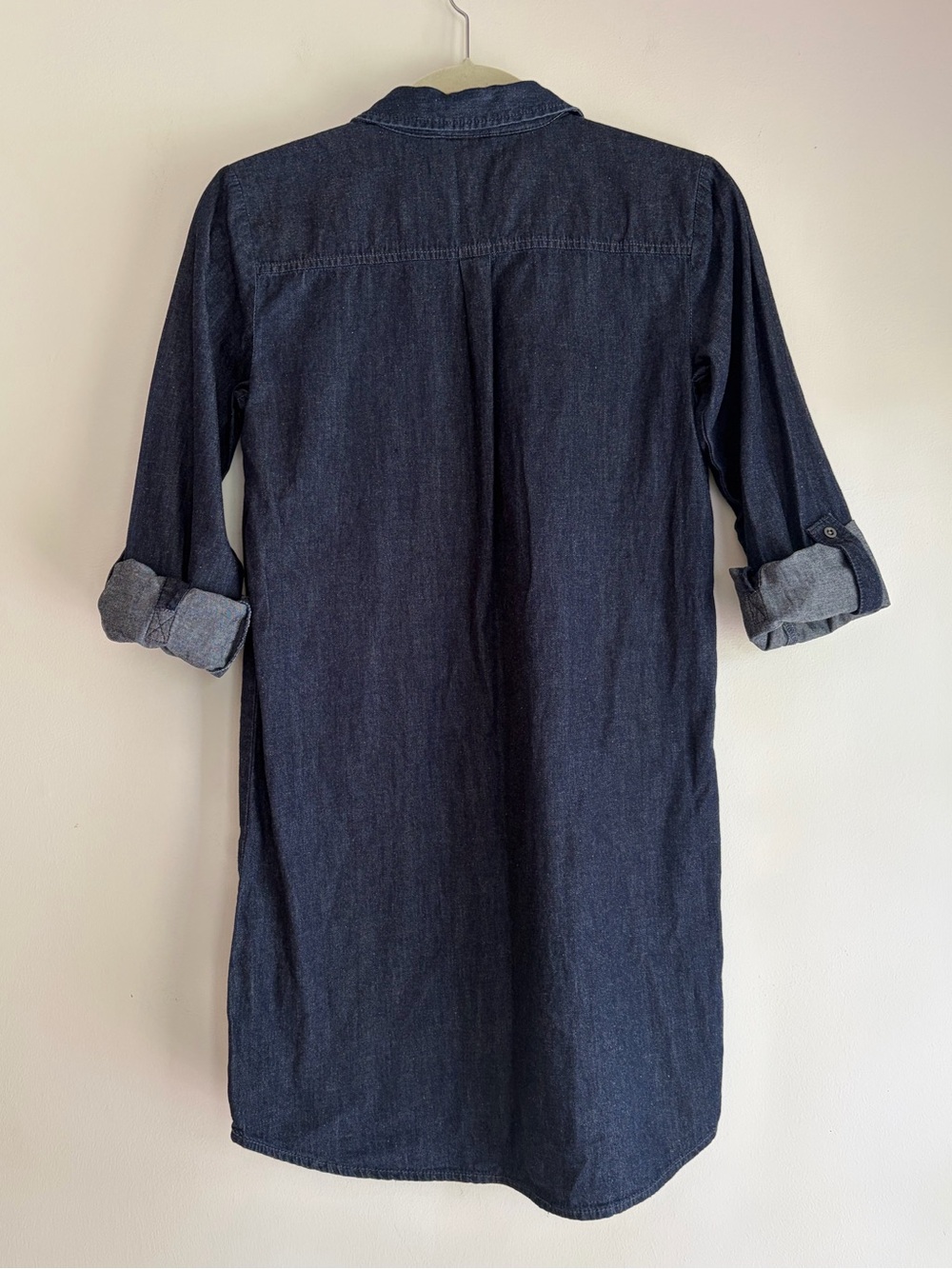 Loft Cotton Silk Blend Roll Sleeve Denim Shirt Dress Size XS - Picture 5 of 7